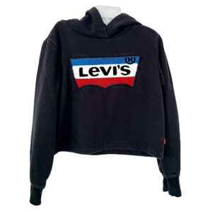 𝅺levi's Black Red White Blue Logo Hoodie Sweatshirt Boys Sz S 8-10 years